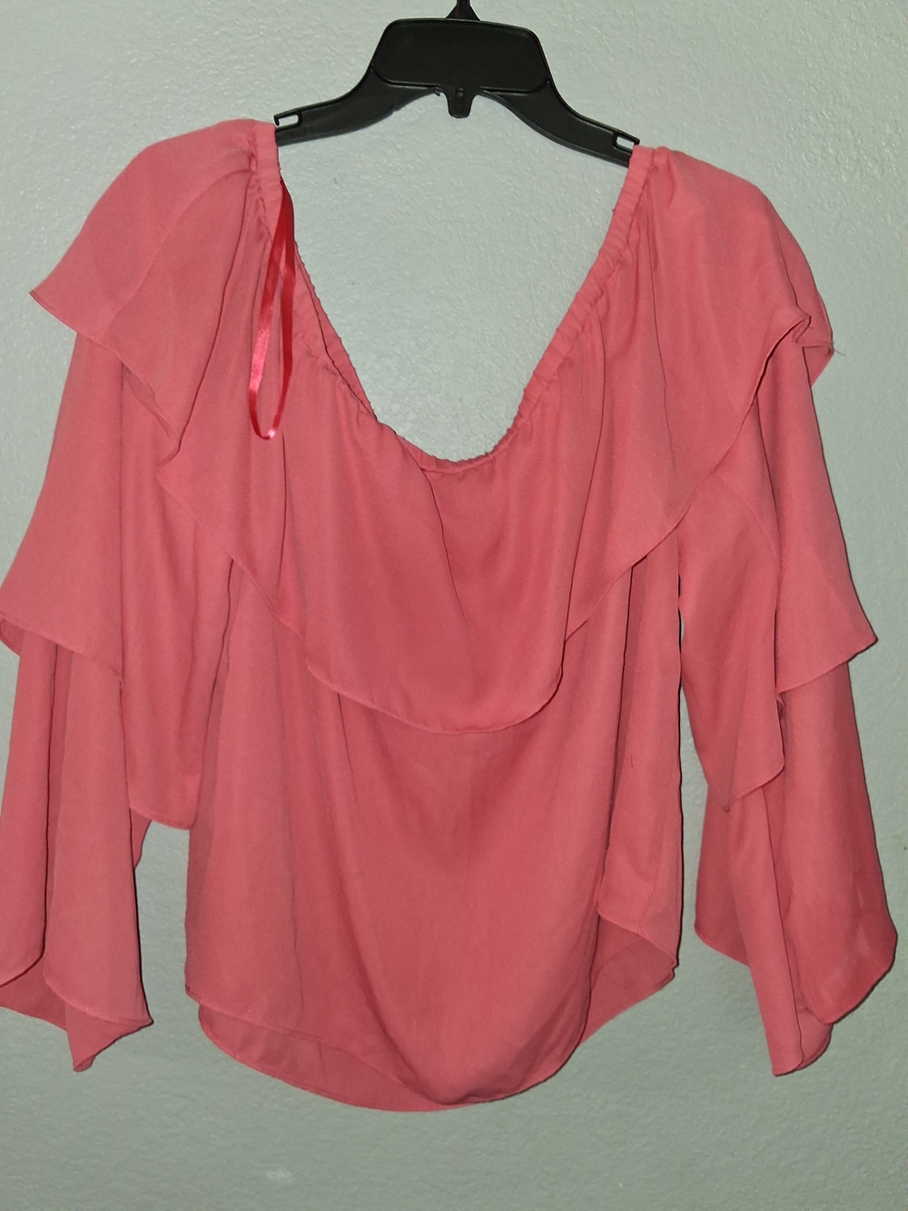 INC International Concepts Coral Ruffle Long-Sleeve Blouse